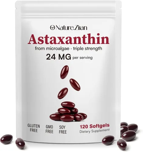 O NATURE . ZIRAN Suplementos de astaxantina de 24 mg, suplemento antioxidante, ayuda para la salud de los ojos, las articulaciones y la piel |