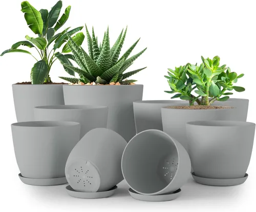 Miniatura 9 de Utopia Home - Macetas de Interior con Drenaje - Macetas de Flores de 7/6.6/6/5.3/4.8 Pulgadas para Plantas de Interior - Juego de 5 Macetas