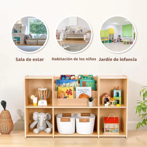 Miniatura 8 de OOOK Estantería Montessori y Organizador de Almacenamiento para Juguetes, Estantería Horizontal de 2 Niveles, Gabinete de Almacenamiento