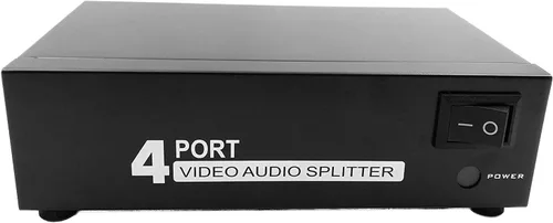 Miniatura 5 de QiCheng&LYS Caja divisor RCA de 4 vías 3 alimentada, 1 en 4 salidas, duplicador de distribución de audio de video compuesto con adaptador de 1 en 4