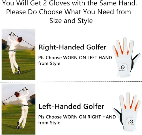 Miniatura 6 de FINGER TEN Guantes de golf para niños y niñas, mano izquierda y derecha, Dura Feel blanco, azul, rojo, amarillo, guantes de golf de valor extra