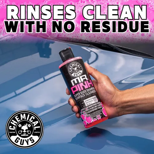 Miniatura 10 de Chemical Guys CWS_402A - Paquete de lavado de autos, secado y brillo – Jabón espumoso Mr. Pink, 128 onzas líquidas (1 galón) + ayuda de secado que