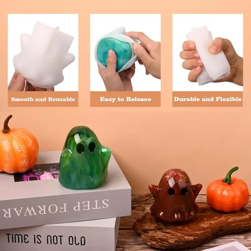 Miniatura 3 de Actvty Moldes de resina fantasma, 2 moldes de silicona fantasma de Halloween para fundición epoxi, moldes epoxi en forma de fantasma 3D, regalo