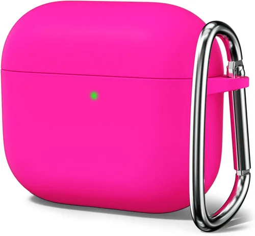 Miniatura 40 de Oakxco Funda de silicona para Airpods 3, bonita funda rígida femenina para Airpods de 3ª generación con llavero, gel de goma colorido suave de TPU