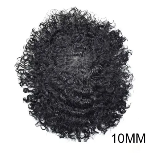 Miniatura 2 de Unidad de cabello de tejido afro para hombres negros, sistema de reemplazo de cabello humano brasileño para hombres africanos estadounidenses encaje