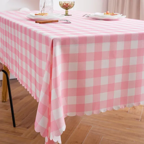 Miniatura 9 de MANGATA CASA Mantel de cuadros rosa para mesas cuadradas, mantel a cuadros, impermeable, para cocina y mesa, mantel de poliéster a cuadros sin Rosa