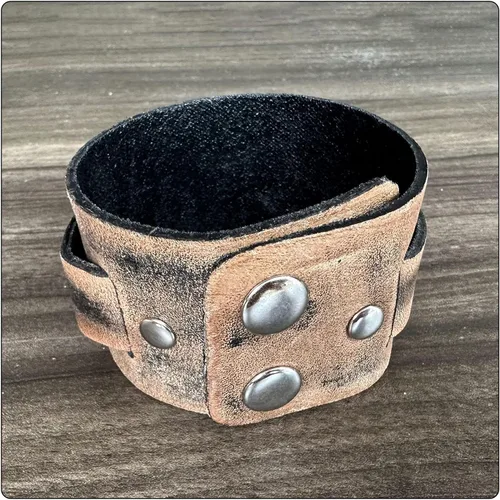 Miniatura 5 de Pulseras de cuero anchas punk vintage