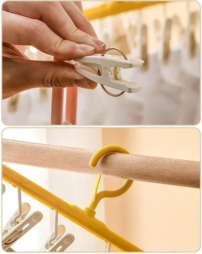 Miniatura 6 de gofidin Paquete de 2 soportes para calcetines de secado a prueba de viento, multiclip, para dormitorio, colgar ropa, ropa interior, calcetines