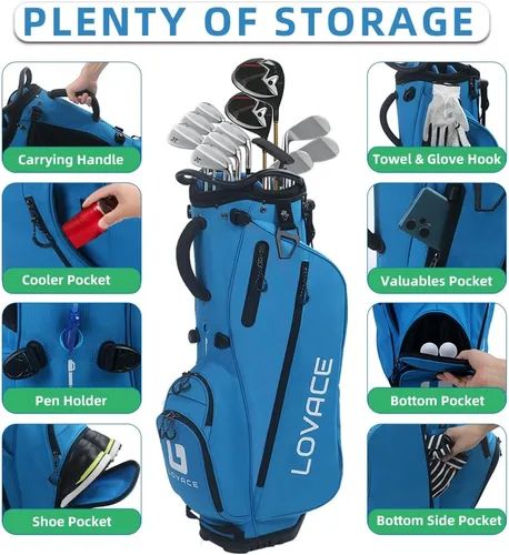 Miniatura 3 de Bolsa de golf de 14 vías, bolsas de golf ligeras con soporte para hombres y mujeres