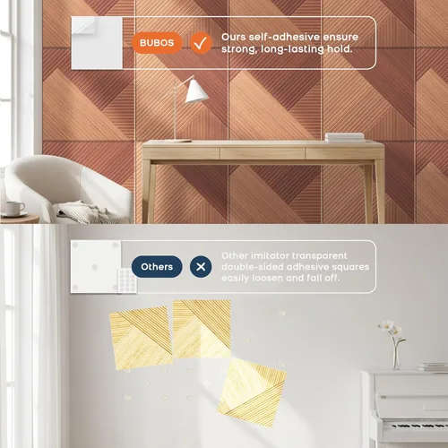 Miniatura 8 de BUBOS Paneles Acústicos Grandes, Paquete de 6 Paneles de Pared Insonorizados con Estampado de Patrón de Madera, Tamaño Total de 70.8 x 47.2 Tejido