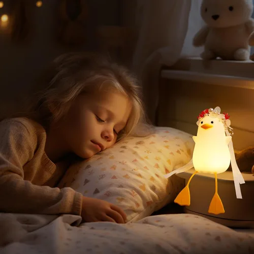 Miniatura 2 de Benson Luz Nocturna de Pato Novia - Lámpara de Pato Linda con Tocado de Flores, Luz Cálida Regulable y Temporizador para Habitación, Cumpleaños