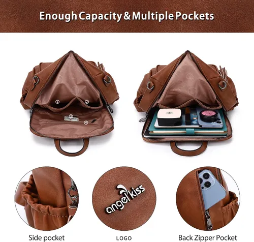 Miniatura 76 de Bolsos mochila monedero de piel sintética para mujer, bolsas con zíper, mochilas de hombro casuales