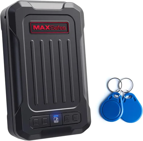 MAXSAFES Cajas Fuertes RFID para Pistolas, Caja Fuerte Portátil para Pistola con LED Integrado, Puerto Tipo C, Caja Fuerte para Automóvil para