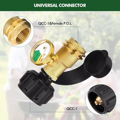 Miniatura 3 de Indicador de nivel de tanque de propano, paquete de 2 medidores de gas propano para tanque de propano LP de 5 libras a 40 libras con QCC1/tipo
