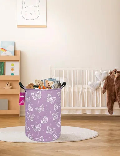 Miniatura 5 de Cesta de lavandería grande de tela de lona ligera, cesta de almacenamiento para juguetes, organizador de ropa sucia, plegable, impermeable