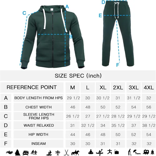 Miniatura 6 de Xmgelp Conjunto deportivo con capucha para hombre de 2 piezas, casual, con cierre completo