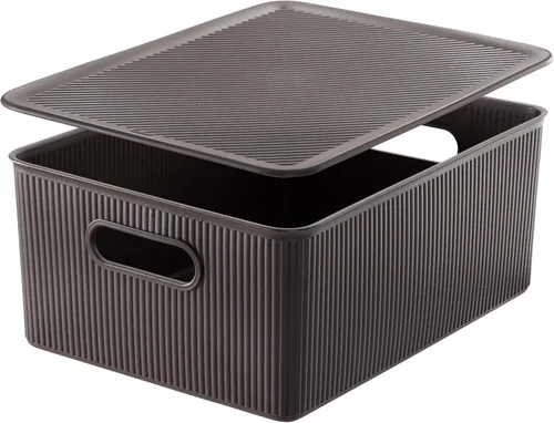 Miniatura 19 de Superio Colección acanalada - Cestas organizadoras decorativas de plástico para almacenamiento en casa, cajas contenedoras azules para organizar
