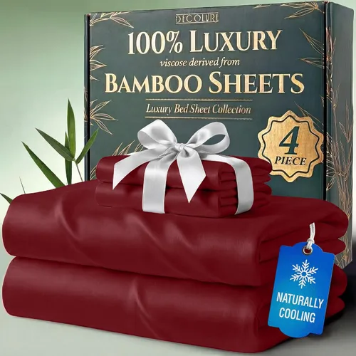 Miniatura 29 de DECOLURE Juego de sábanas 100% viscosa derivada de bambú, tamaño individual, sábanas de lujo de 4 piezas de enfriamiento natural, juego de cama