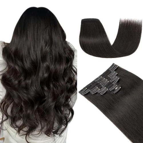 Miniatura 42 de Extensiones de cabello con clip, cabello humano Remy, extensiones de cabello largo lacio de una pieza con 5 clips, con gancho para colgar