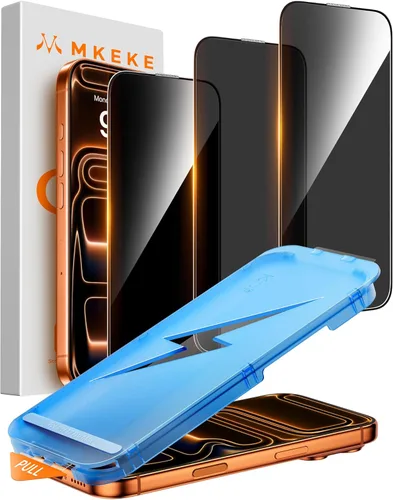 Miniatura 9 de Mkeke Protector de pantalla de privacidad para iPhone 17 Pro, 3 unidades, vidrio templado 9H+ [protección contra caídas de grado militar de 16 pies]