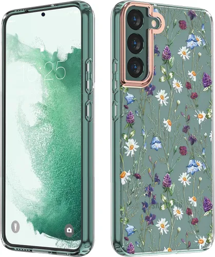 MILPROX Compatible con Samsung Galaxy S22 Funda de Flores, bonito diseño de funda para niñas y mujeres, a prueba de golpes, patrón floral, parte