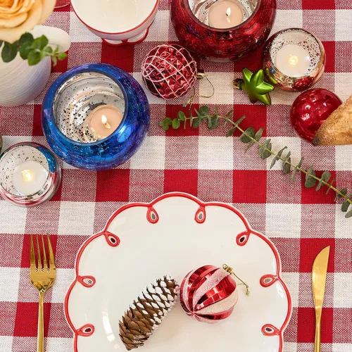 Miniatura 5 de Midsummer Breeze - Mantel rectangular de estilo rústico de algodón Gingham con cuadros de búfalo para Acción de Gracias, Navidad, cocina, comedor
