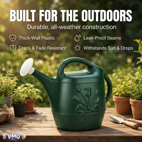 Miniatura 4 de PMU Regadera de 2 galones - Regadera de jardín para plantas de interior y exterior - Regadera de plástico con cabezal de rociador desmontable