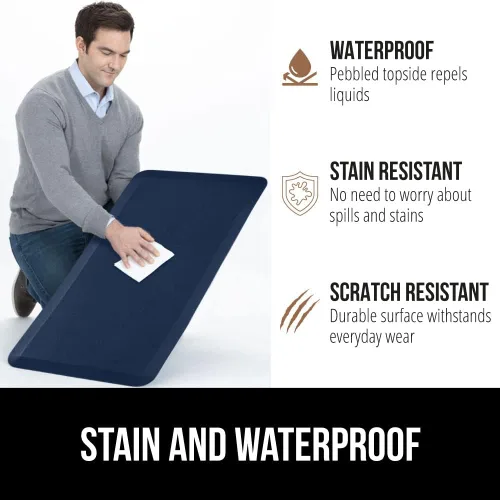Miniatura 4 de GORILLA GRIP Alfombrillas de cocina cómodas y acolchadas para el piso, superficie superior suave impermeable y resistente a las manchas, tapete