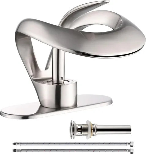Miniatura 9 de AUU - Elegante grifo de lavabo de baño con un solo agujero, cascada negro mate, grifo de lavabo de latón sólido, grifo de lavabo de una sola manija
