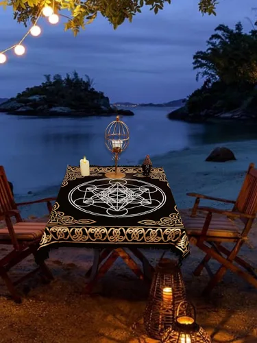 Miniatura 5 de Indian Consigners Paño de Altar A-Z Hechizo Pentagrama Brujería Alter Tarot Distribución Paño Superior Wiccano Cuadrado Espiritual 24 por 24 Paño