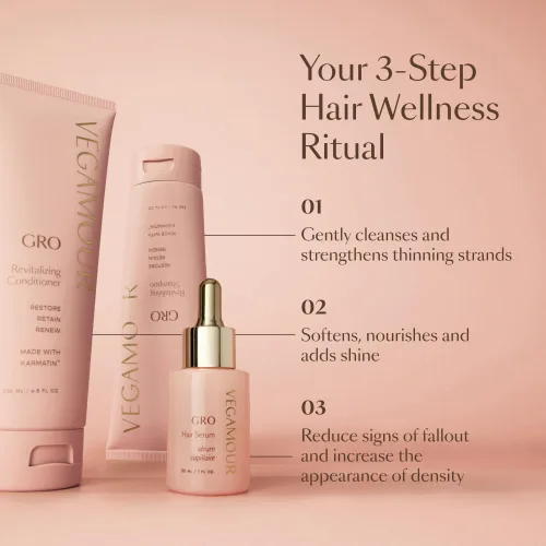 Miniatura 8 de VEGAMOUR GRO Acondicionador revitalizante, apoya el cabello más grueso y de aspecto más completo, acondicionador formulado sin sulfatos