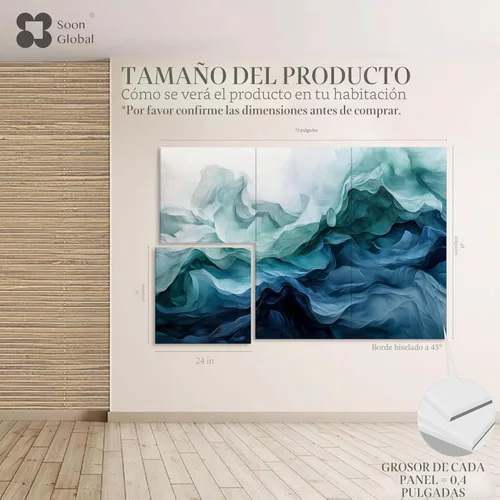 Miniatura 2 de Soon Global Paneles acústicos de pared, paneles acústicos artísticos de 72 x 48 pulgadas, paneles acústicos decorativos, paneles de pared acústicos