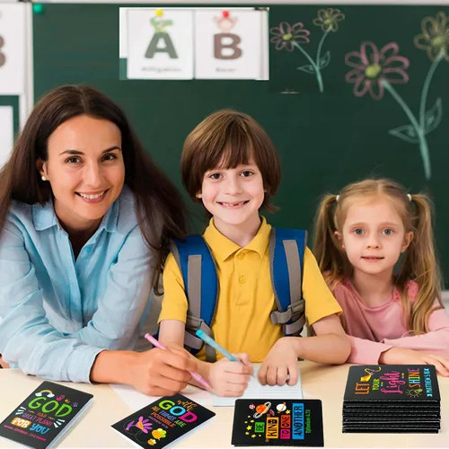 Miniatura 6 de Bloc de notas de versículo bíblico para niños, 20 cuadernos inspiradores a granel para fin de año, mini coloridos escrituras cristianas, blocs