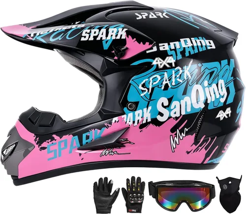 Miniatura 11 de Youth Kids Motocross Helmet, DOT Certified,ATV Dirt Bike Motorcycle, BMX 4-Wheeler Off-Road Mountain Bike,W/Gloves Goggles Mask