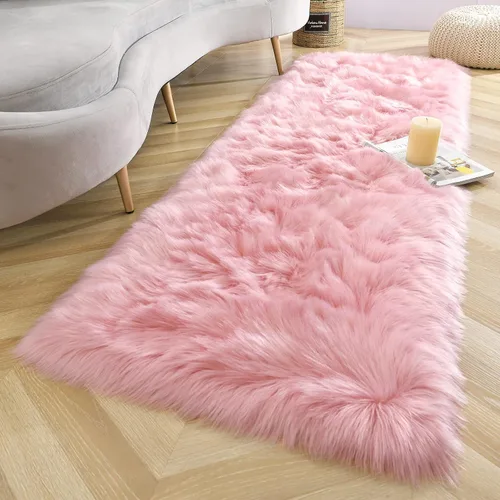 Miniatura 12 de LOCHAS Alfombra mullida ultrasuave, alfombra de pelo sintético de oveja, para el dormitorio, para colocar junto a la cama, para la sala