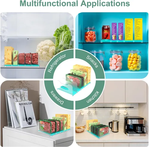 Miniatura 7 de SURETIVIAN Organizador de congelador de 12 pulgadas visible para refrigerador con divisores y asas extraíbles, ajustable libremente, se adapta al