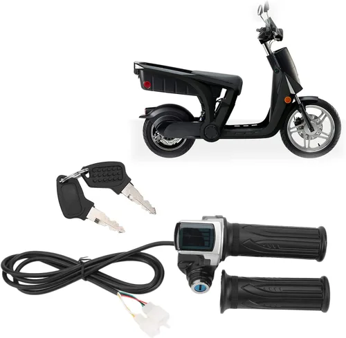 Miniatura 2 de Empuñaduras de mango de acelerador, juego de llaves de bloqueo de acelerador de bicicleta eléctrica, indicador LED para motocicleta Scooter 48V