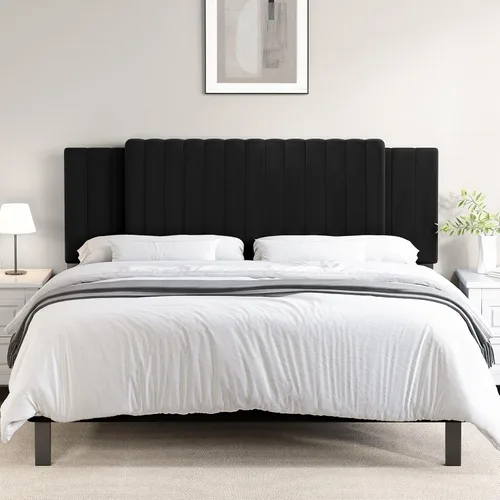 Miniatura 8 de Cabecera tapizada de terciopelo capitoné, cabecera 3 en 1 para cama tamaño matrimonial/Queen/King, cabecera ajustable en altura y ancho, marco