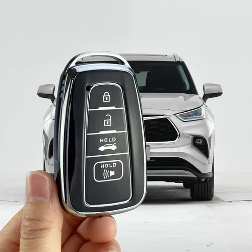Miniatura 4 de Funda para Llavero Compatible con Toyota 2019-2023 Camry RAV4 Highlander Corolla 4Runner Avalon C-HR Prius (Negro-Set Único)