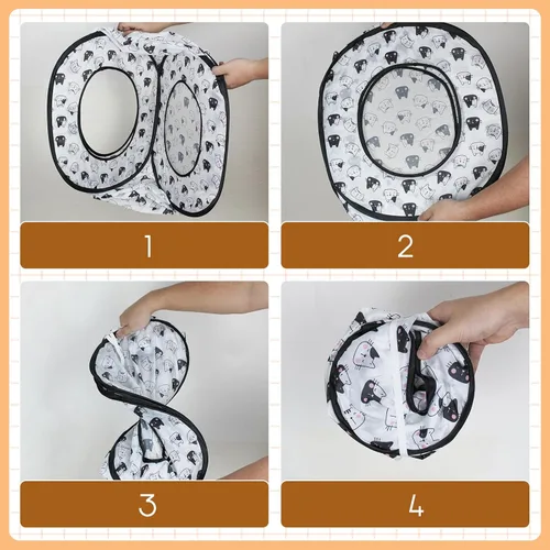Miniatura 4 de Andiker Tienda para gatos, túnel de gatos con 3 agujeros seguro y fuerte, lindo túnel plegable fácil de transportar para gatos de interior, gatitos