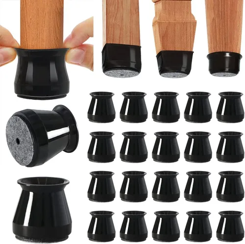 BUMACO - Protectores para patas de silla y proteger pisos de madera, almohadillas de silicona para protección de pisos (negro, 20 unidades,