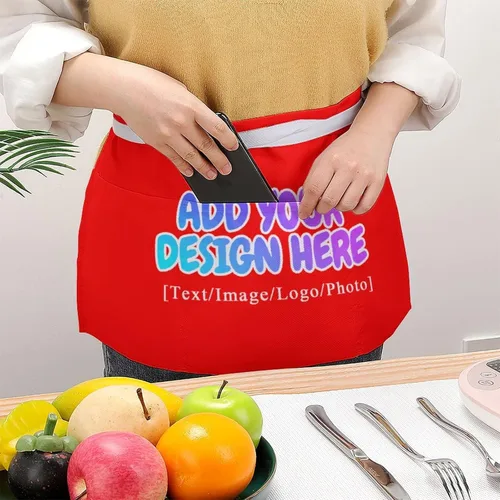 Miniatura 89 de AXKEUDO Delantal personalizado con bolsillos, delantales de cintura para camarera para cocinar en casa, restaurante, servir trabajo