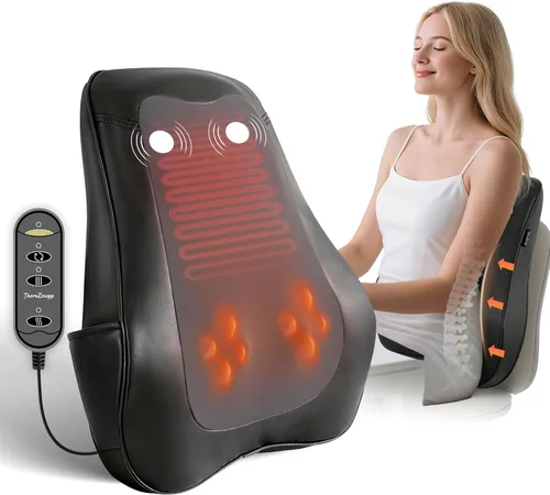Masajeador de espalda para aliviar el dolor de tejido profundo, masajeador shiatsu de cuello y espalda con calor, masajeador para dolor de espalda y