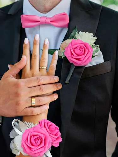 Miniatura 4 de MACTING Rosas de Flores Artificiales 30 Piezas, Flores de Primavera de Tacto Real, Flores de Espuma con Tallo para Ramos de Boda, Centros de Mesa