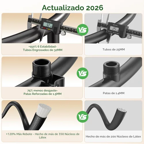 Miniatura 2 de BCAN BT2 - Mini trampolín de rebote de 450/550 libras para adultos con barra, trampolín de fitness con cuerdas elásticas, mango ajustable, estable