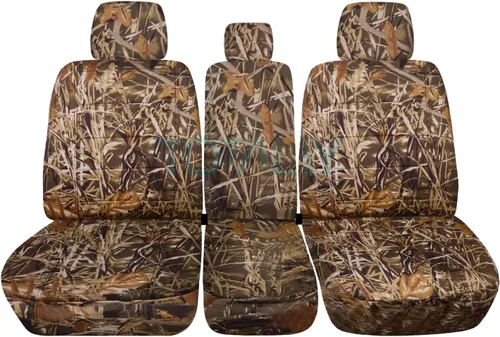 Miniatura 19 de Fundas de dos tonos para asiento de camionetas Ford F150 (butaca dividida 40/20/40 frontal) con consola o apoyabrazo, con o sin cinturones