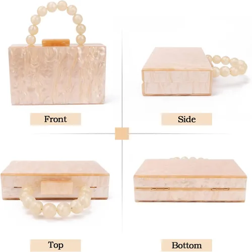 Miniatura 2 de KUANG! Bolso de mano de acrílico para mujer, bolso de noche, bolso cruzado con cadena de perlas para banquetes y fiestas