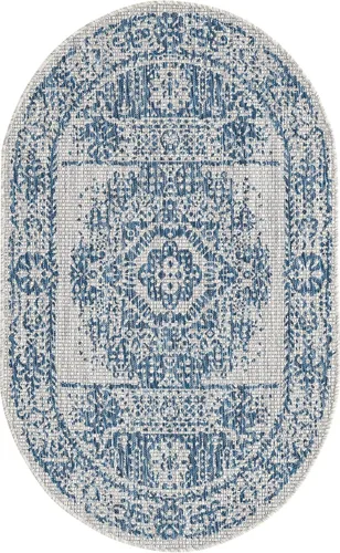 Miniatura 17 de Unique Loom Alfombra de la colección tradicional para exteriores, desgastada durante el tiempo (octágono de 5 pies y 3 pulgadas, azul/gris)