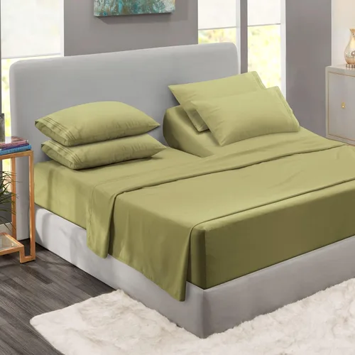 Miniatura 21 de Clara Clark - Juego de sábanas King con Flex Top, 6 piezas - Sábanas de lujo para cama King con cabeza dividida, juego de cama súper suave, King