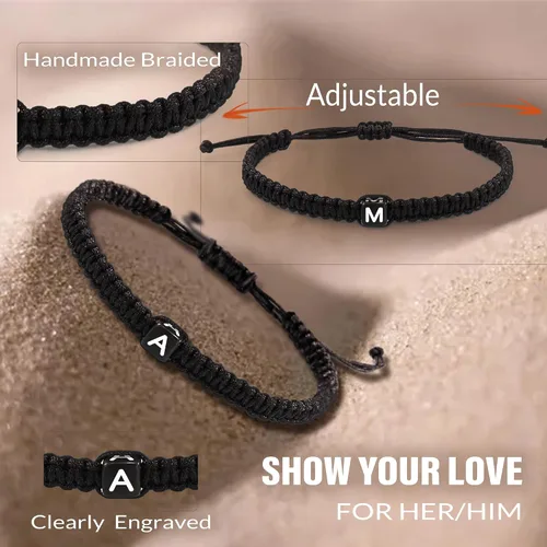 Miniatura 4 de Pulseras con iniciales para mujeres y hombres, regalos para ella, adolescente, mejor amiga, cumpleaños, graduación, delicadas pulseras trenzadas